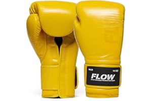 FLOW FIGHTGEAR Flow Challenge Gants de Boxe en Cuir veritable, Sparring et entraînement, Muay Thai, Kick-Boxing, MMA, Arts Martiaux, Hommes et Femmes