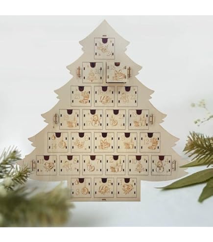 Calendrier De L'avent En Bois - Fait Main - Un Grand Marché