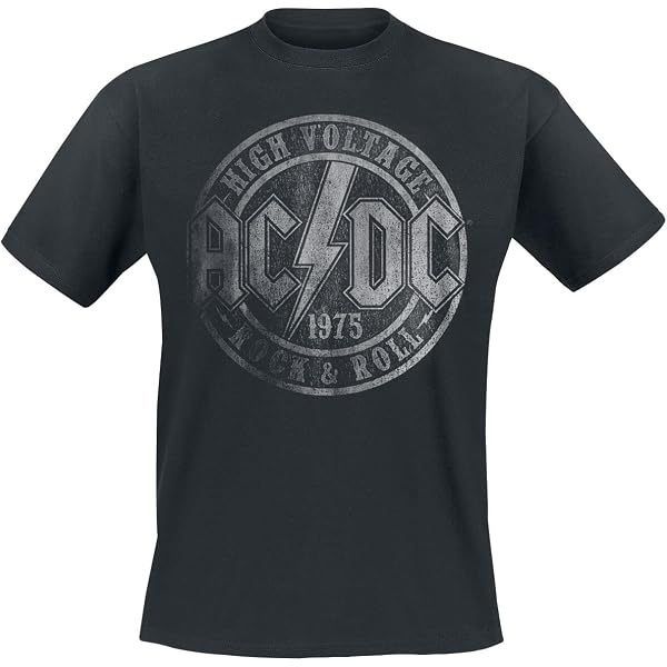 T-Shirt Ufficiale AC/DC Donna Skinny Fit Nero – Logo Voltage Full Colour Con Cristalli Diamante, Cotone Morbido