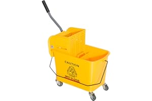 HOMCOM Chariot de Nettoyage Lavage Seau de ménage 20 L avec essoreur et séparateur Eau Sale Propre Jaune 60L x 27l x 71H cm