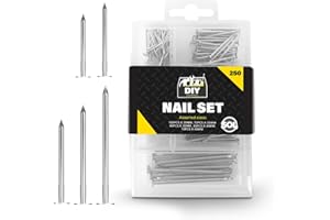SOL 250pk Nail Set - 60mm, 40mm, 30mm, 25mm, 20mm - Versatile Iron Nails for DIY Projects, Crafting, and Home Décor - Multipurpose Assorted Sizes for Repairs & Woodworking
