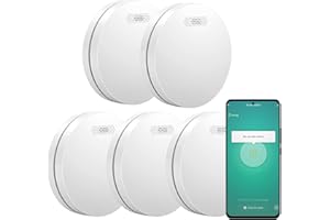 Détecteur de Fumée Connecté - Batterie de 10 Ans - Aroha Smart Connect Alarme Incendie WiFi avec Smart Life & Tuya - 5 pièces