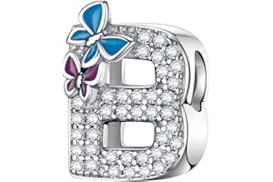 LNQOBU Charme Lettre de L'alphabet Argent Sterling 925 Avec 5A Zircone Femmes Perles Charm Compatible Pour European Bracelet