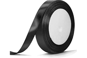 Bealif 25 Yards Black Ribbon 15mm for Gift Wrapping, Black Satin Ribbon Thick Black Fabric Polyester Ribbon for DIY Sewing Project, Hair Bows, Cake Florist Birthday Halloween Wedding Car Ribbon