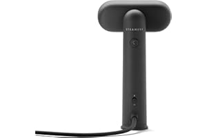 Steamery Steamer da viaggio Cirrus Lite, 1200W, Potenza vapore 16g/min, Tempo di riscaldamento 18 secondi, Portatile e ripiegabile, Testa vapore girevole, Dry Steam Technology, Charcoal