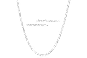 Esrael 925 Sterling Silber Soild 3mm 5mm Figaro Kette Halskette für Männer, Robuste Nicht Verblassende Herren Silberkette Schmuck Geschenke für Männer 16/18/20/22/24 Zoll