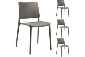 ‎PAPATYA PAPATYA Joy-S 4er-Set Designer- Kunststoffstuhl, 200 kg belastbar, Leichter stapelbar Gartenstuhl, wetterfester Balkonstuhl, Terrassenstuhl, Hotelstühle, Restaurantstühle, Stapelstuhl (Grau-braun)