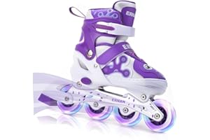 ERNAN Inline Skates,Adjustable Light up Kids Inline Skates, for Boys and Girls,Roller Skates for Kids Youth, Beginner