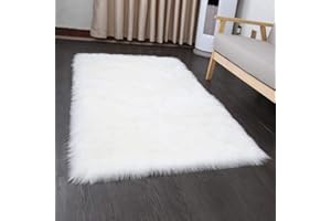 YDFYX Faux Pelliccia di Agnello di Pecora Tappeto,Pelliccia Sintetica Tappeto Vello di Pecora, per Soggiorno, Lunga Pelliccia Morbida, soffice, Tappetino per Il Letto, Divano (Bianco, 75 x 120cm)