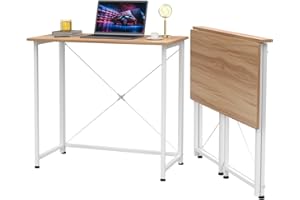 UTLENIANIE Scrivania Pieghevole Salvaspazio, 80x45x74cm Tavolo per Computer, Scrivania da Ufficio, Piccola Scrivania, Tavolo da Studio Porta PC Stabile e Salvaspazio per Soggiorno, Domestico, Campeggio (legno)
