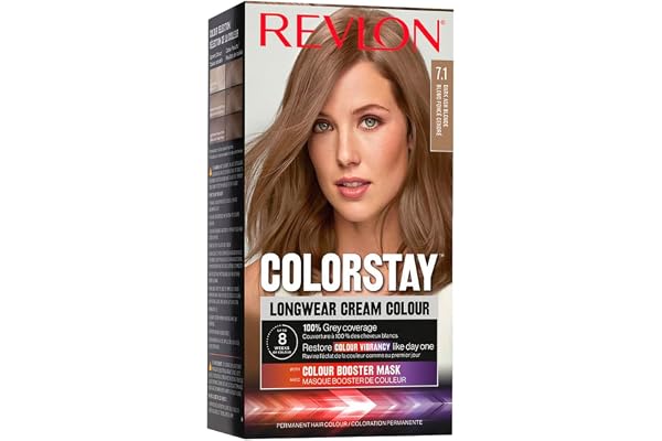 Revlon ColorStay - Coloration Permanente - Coloration Cheveux Longue Tenue - Couvre 100% des cheveux blancs - Jusqu’à 8 semaines - Huile de Macadamia et de Beurre de Murumuru - N7.1 Blond Foncé Cendré