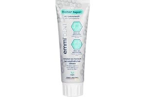 emmi-DENT BioHAP Repair tandkräm med hydroxilapatit och fluor 75 ml | Repair tandkräm ca 15 % hydroxilapatit, 1 490 ppm fluor, kliniskt testad, vegansk, för känsliga tänder, tillverkad i Tyskland