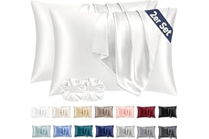 VIELIT Poszewka na poduszkę, jedwabna satyna, na 2 szt. 40 x 60 cm, podobna jedwabna poszwa na poduszkę z zamknięciem na kopertę, pielęgnacja skóry i włosów, zmniejsza wypadanie włosów, 2 gumki do