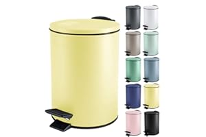 Spirella Adelar kosz na kosmetyki, 5 l, stal nierdzewna, wolnoopadająca, kosz na śmieci do łazienki, kolor żółty
