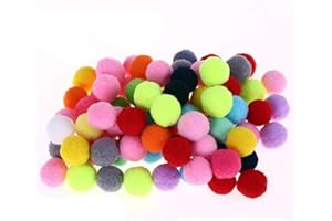 Egurs 100 Stück Pompons Bunte Plüsch Ball Pom Pom Bälle DIY Kreative Handwerk Kindergarten Kinder Handarbeit Material 1.5cm