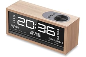 Inscabin C1 DAB/DAB+FM Radio Radio Sveglia Digitale con Grande Schermo/Altoparlante Portatile Senza Fili con Bluetooth