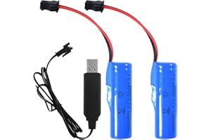 FANGEHONG 2 Pcs Batteria Agli Ioni di Litio 3.7V, Batteria di Ricambio Li-Ion Ricaricabile 1000MAH 1200MAH con Caricabatterie Usb Spina SM-2P, Batterie al Litio Universale 14500 18650 per rc Auto (1000MAH)