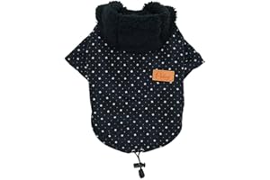 Tineer Petit Manteau d'étoile d'amateur de Chiot d'animal familier, vêtements Chauds d'hiver de Chien d'animal familier (M, Noir)
