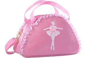 besbomig Sac de Danse Ballet Latine Fille, Sac à Main de Danse Sport Gym Fitness pour Enfant, Sac de Danse Classique, Sac de Voyage Cartable Bandoulière pour Fille Enfant, Rose