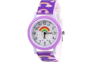 OFFCUP zegarek dziecięcy, zegarek skórzany analogowy kwarcowy wzór kreskówkowy 3D, zegarki dla dzieci, silikonowy pasek do zegarka, 3 lata do 11 lat, zegarek na rękę dla dziewczynki chłopca analogowy