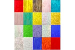 CHICSHIS 20 Iridescent Stained Glass Sheets for DIY Projects, 4x6 Inch Transparent Textured Mosaic Tiles Set, Mixed Colour Opal Coloured Art Glass Panels for Mosaic Crafts and Home Decoration