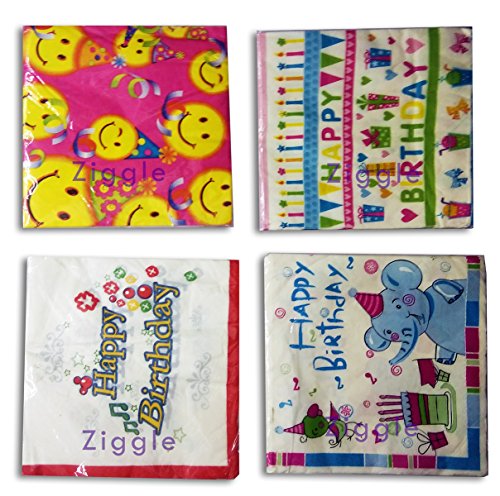 ziggle Birthdaytheme Paper Napkins for Birthday Party Tissue Paper (40 Napkins in Pack) RS.198 (43.00% Off) - Amazon
