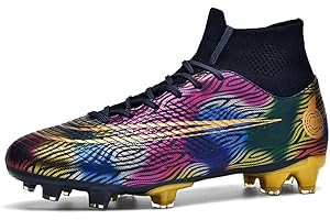 ANGUGU Mens Football Boots Soccer Shoes for Women FG/AG High-top Youth Boys Professional Spikes Indoor Outdoor Breathable Turf Training Sneakers