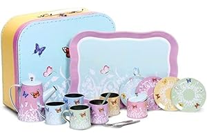 Tobar Children's Tin Tea Set with Butterfly Design