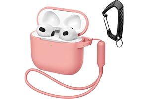 MATEPROX Silikonowe etui kompatybilne z Airpods 4 2024, odporny na wstrząsy futerał ochronny ze smyczą i brelokiem, odporny na zadrapania etui na Airpods 4. generacji - różowe