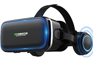 XWP VR Brille mit Kopfhörern, 3D Virtual-Reality-Brille für Handyspiele, Filme&interaktive Spielzeuge, kompatibel mit iPhone&Android 4,7–6,8", Geburtstags Kinder und Familie
