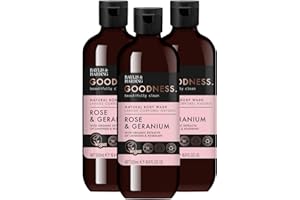 Baylis & Harding Goodness Rose & Geranium Natural Bath Soak, 500 ml (Pack of 3) - Vegan Friendly