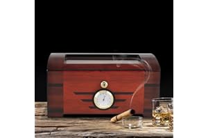 ‎PIPITA PIPITA Zigarren Humidor mit Hygrometer für ca. 60 Zigarren Premium Humidor mit Sichtfenster Barzubehör Humidore (PD078)