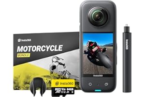 Insta360 X3 Kit de Moto - Caméra d'action 360 Degrés Étanche avec Capteur 1/2", Photos 360 5,7K 72MP, Stabilisation, Écran Tactile 2,29", Vibrations, Montages IA, Live, Webcam, Commande vocale