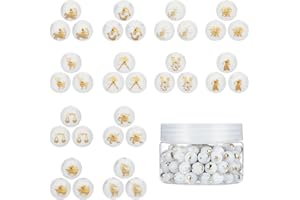 SUNNYCLUE 1 Scatola 120 Pezzi Costellazioni Perle di Vetro Segni Zodiacali Connettori Perline 12 Stili Placcati Oro Ciondoli Rotondi Accessori per Le Donne Bracciali Fai da Te Collana Creazione
