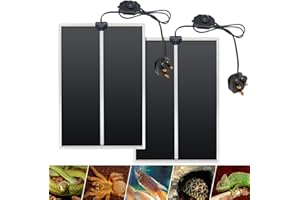 BREUAILY 2Pcs Reptile Heating Mat with Thermostat Adjustable Reptile Heating Pad Removable Terrarium Heat Mats for Tortoise/Snakes/Lizard/Gecko/Amphibians/Plant Box/Enclosure (14W)