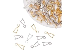 YLINWTECH 100 Piezas Enganches para Colgantes,Cierres para Collares,Ganchos de Collar,Cierre Bails Colgantes,DIY Accesorio para Fabricación,Colgante,Collar,Broches (20 x 8 x 5.5 mm)