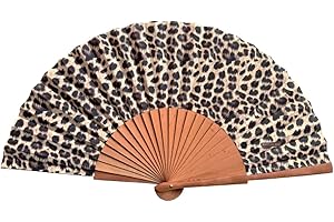 Abanico Español Sauvage - Madera y Algodón - 23 cm - Estuche y Funda de Yute - Accesorio de Moda - Hecho a Mano en España - Eventos y Regalos - Colección Nuestros Clásicos - Tusitala Barcelona