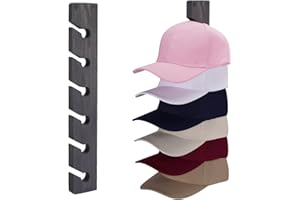 keletop Hutablage für Wand, Baseballkappen-Organizer, Aufhänger (2 Stück), moderner hölzerner Huthalter, Wandmontage, Kappen Display für Schrank, Tür, Schlafzimmer, Eingangsraum, Wäsche (grau)