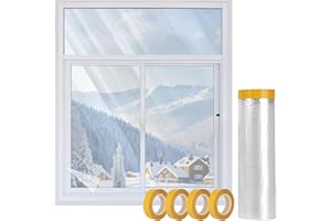 iKALULA Thermo Cover Fenster, 1,8m x 10m, Transparente POF Isolierfolie zur Wärmedämmung, Wärmeschutzfolie Fenster mit 4 Rollen Selbstklebende Band, Thermofolie Fenster gegen Kälte