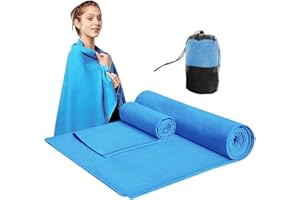 Veiteibe 2 Serviette Microfibre, Draps de Bain, Serviettes de Voyage, Serviettes de Sport,absorbantes, légères, à séchage Rapide, Idéales pour Les Voyages, Le Sport, Le Yoga, Le Sauna, Bleu