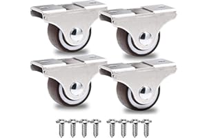 GBL Ruedas para Muebles Pesados + Tornillos - 25mm Hasta 40kg - 4 Rueda que No Dejan Marcas de Alta Resistencia - Ruedas Giratorias Pequeñas para Palets Engomadas - Plateadas