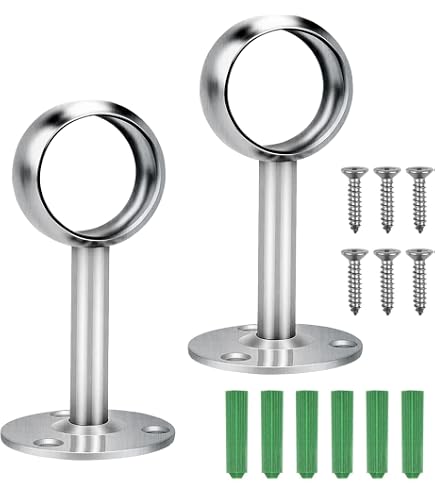 QUARKZMAN Supporti Per Asta Tenda Soffitto/Parete 4 Pezzi - Flangiati In Acciaio Inox Oro Per Tubi Da 32mm (1,26") - 3