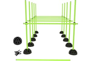 ‎TRMLBE TRMLBE Sprungstangen-Set Agility Hürden Set für fußball Kinder Trainingsstangen Slalomstangen mit Stangen, Standfüße und Verbindungsclips für Koordinationstraining und Agilität