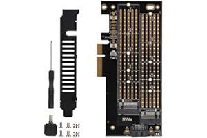 Diyeeni Dual M.2 PCIe Adapter, PCIe to M.2 SATA+NVMe Dual Disk Expansion Card for 2230/2242/2260/2280/22110 Size SSD