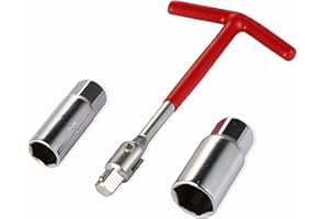 GENERIC Spark Plug Socket Set, 16mm and 21mm, Stainless Steel with Silicone Grip, Red T-Handle