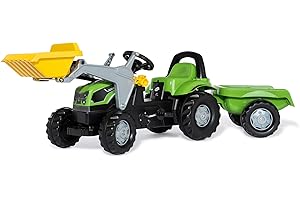 Rolly Toys RollyKid Deutz-Fahr 5115 G TB traktor na pedały z przyczepą (dla dzieci w wieku od 2,5 do 5 lat, tylne sprzęgło, pojazd na pedały dla dzieci) 023196