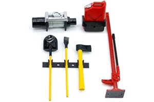 WANGCL 6PCS RC Crawler Accesorio RC Car Juegos de Herramientas Decorativas Cabrestante + Gato + Pala de Arena + Hacha + Lata de Aceite + Trineo de Madera Compatible con 1/10 RC Car D90 D110 SCX10