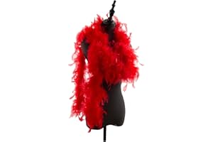 Lotnery Red Feather Boa - Luxuriously Fluffy Turkey Feathers for Halloween Costumes, Christmas Decor & Party Accessories | Elegant 2m Length