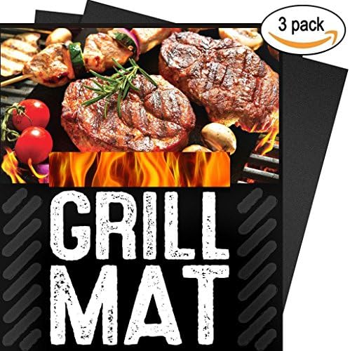 XiDe BBQ Grill Mat Set Of 3 Non Sticky Heat Resistant Backing Mats Oven Liner Barbecue Sheets Reusable And Dishwasher Safe Best for Gas Charcoal Electric Grill Oven 15.75 x 13 Inch