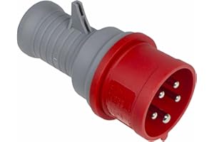 as - Schwabe Connettore e spina di prova a campo rotante 400 V, 16 A, 5 poli - Tester di corrente pesante - Trifase per prese CEE - Tester CEE - Adatto per commercio, cantiere, esterno - IP44
